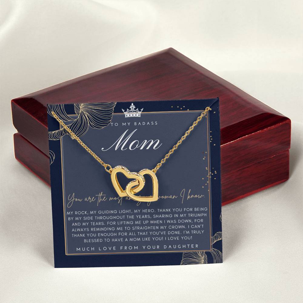 Badass Mom Gift To My Badass Mom Necklace Mother’S Day Gift Daughter To Mom Gift Gift From Daughter To Mom On Wedding Day Mom Gift Interlocking Hearts Necklace