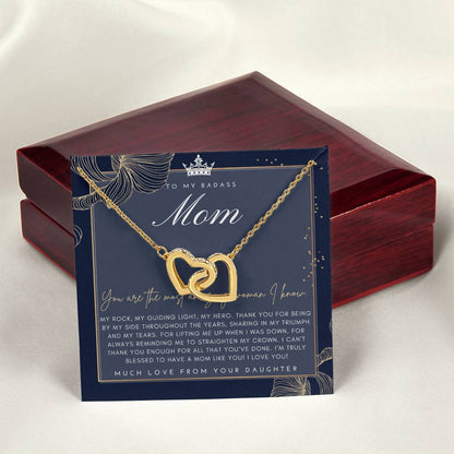 Badass Mom Gift To My Badass Mom Necklace Mother’S Day Gift Daughter To Mom Gift Gift From Daughter To Mom On Wedding Day Mom Gift Interlocking Hearts Necklace