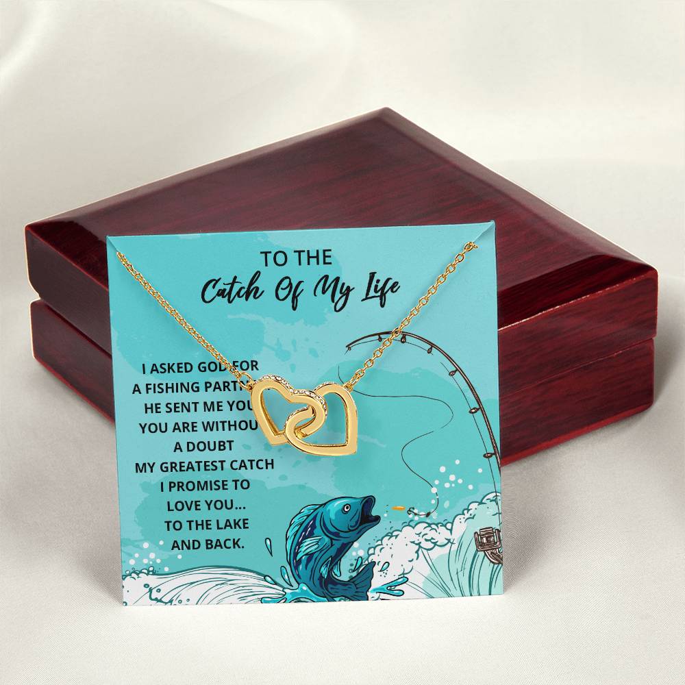 Wife Gift Wife Necklace Infinity Fishing Theme Anniversary Gift For Wife Catch Of My Life Interlocking Hearts Necklace