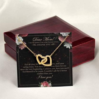 Dear Mom Interlocking Hearts Necklace Message Card