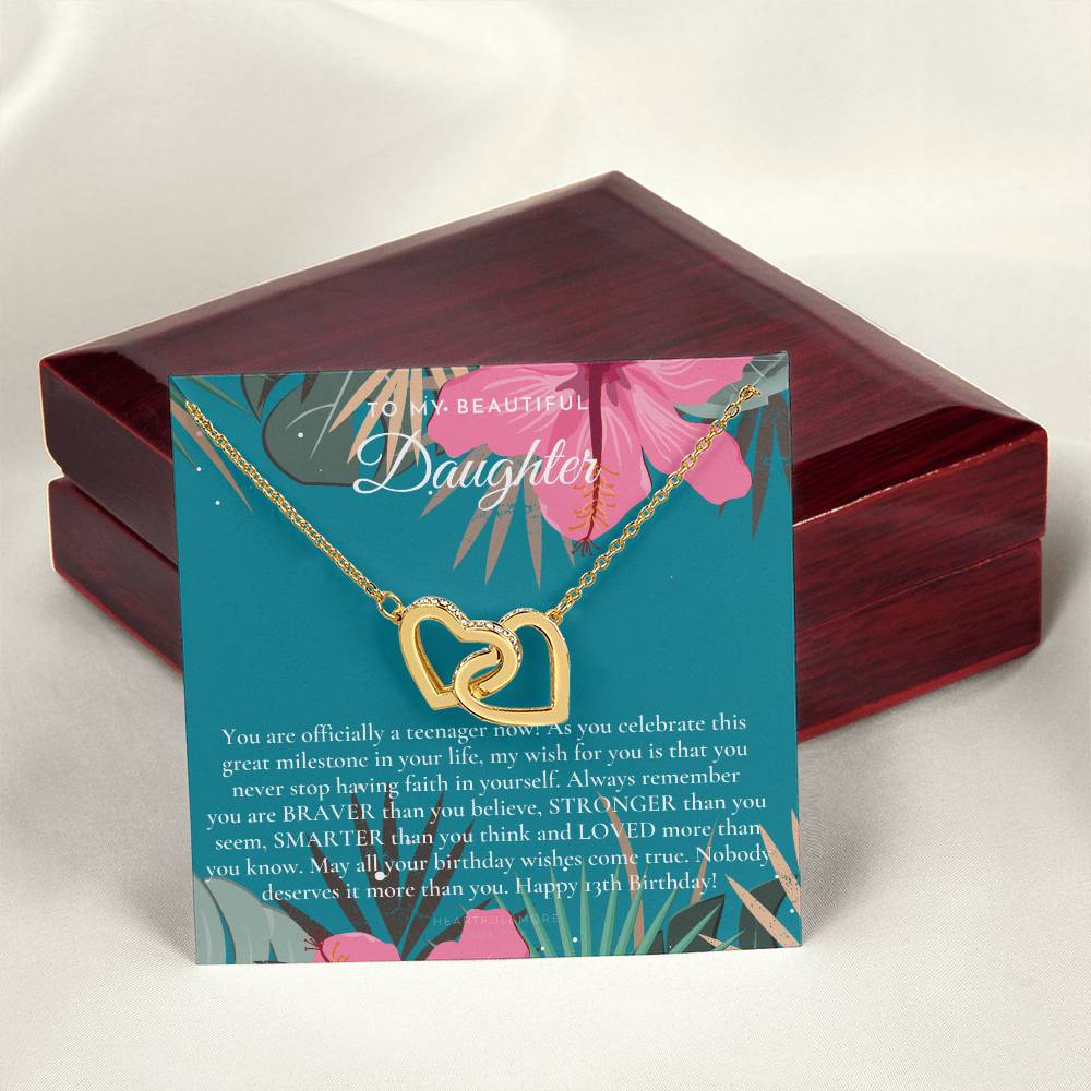 Gift For 13 Year Old Girl Gifts 13Th Birthday Girl 13Th Birthday Gift Thirteenth Birthday Necklace Teen Birthday Gift Official Teenager Interlocking Hearts Necklace