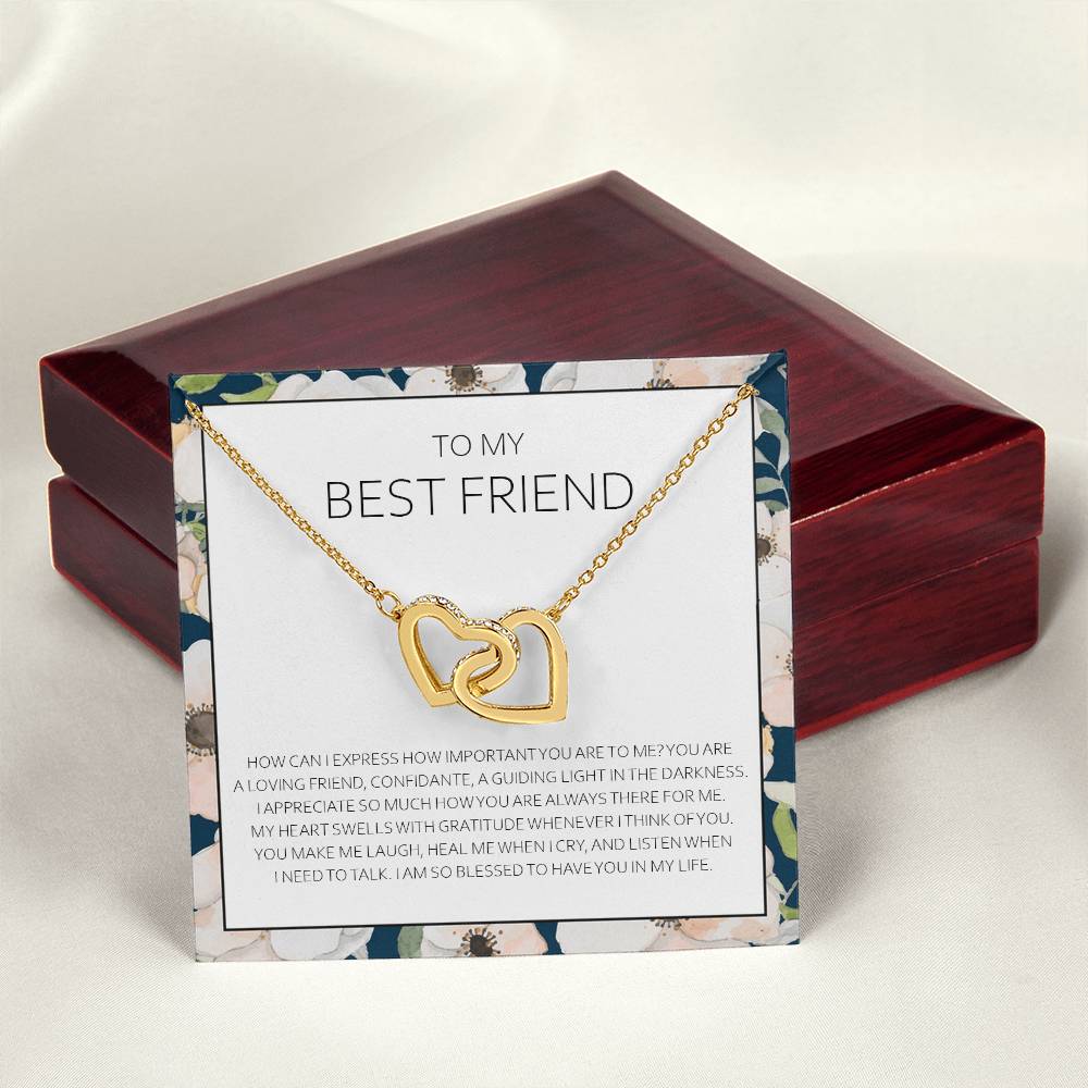 Best Friend Necklace - Bff Gift Jewelry Friends Forever Presents Heartfelt Card & Jewelry Gift For Birthday Holidays And More Interlocking Hearts Necklace