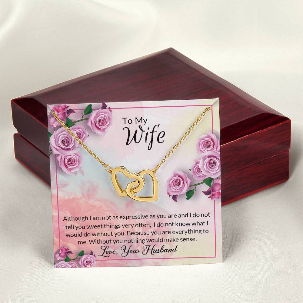 Two Hearts Beat As One Message Card Necklace Interlocking Hearts Necklace