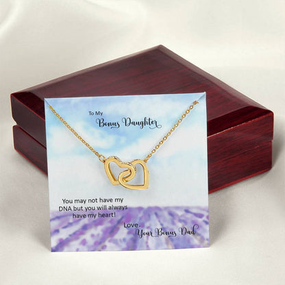 Bonus Daughter From Bonus Dad No Dna But You Have My Heart Interlocking Hearts Necklace