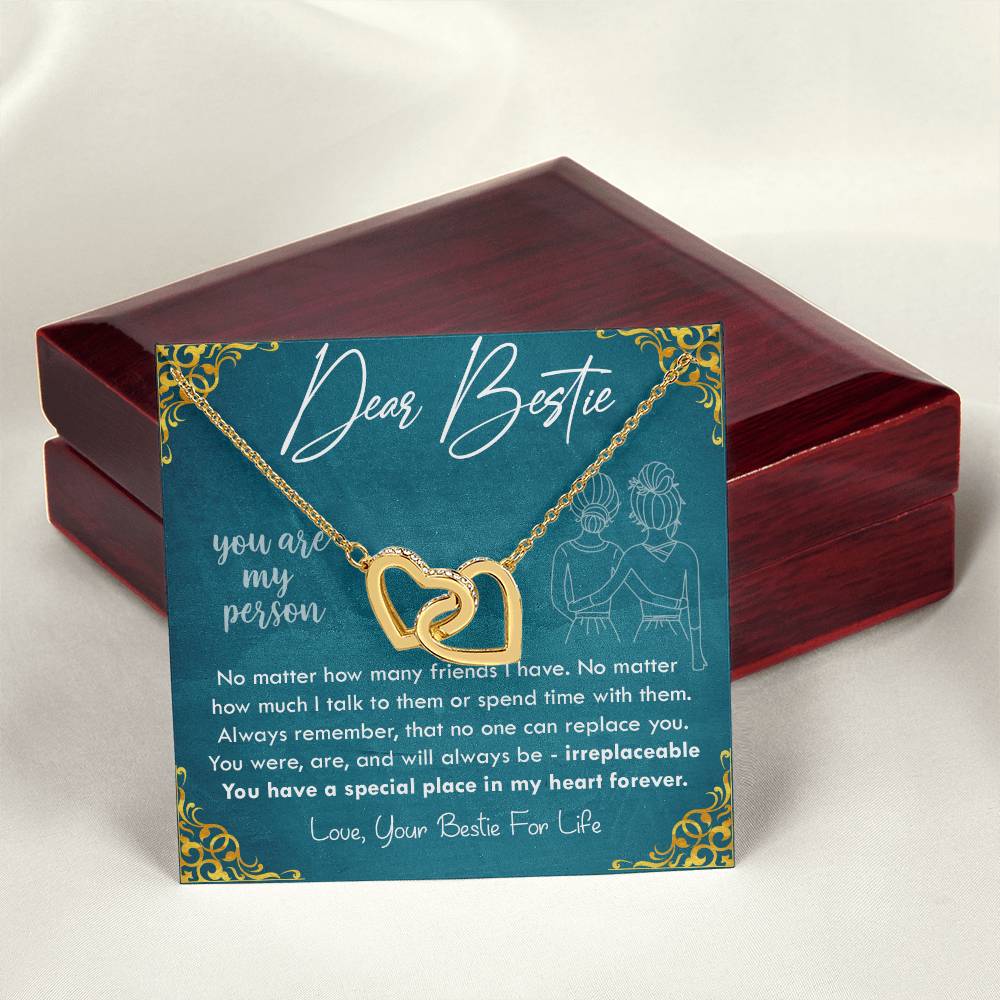 Dear Bestie - You Are My Person Interlocking Hearts Necklace