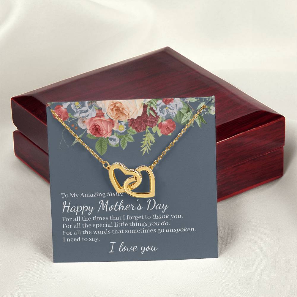 Amazing Sister Happy Mother'S Day Interlocked Hearts Necklace Interlocking Hearts Necklace