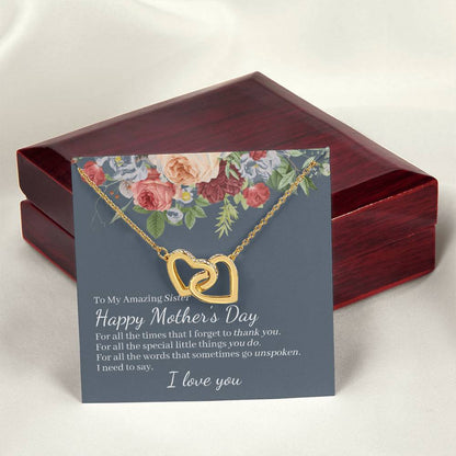 Amazing Sister Happy Mother'S Day Interlocked Hearts Necklace Interlocking Hearts Necklace