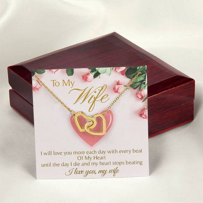 To My Wife Interlocking Hearts Necklace Message Card