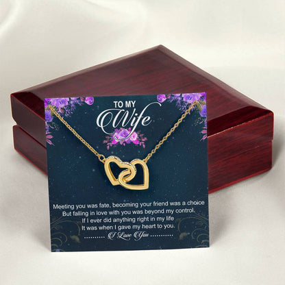 To My Wife Interlocking Hearts Necklace Message Card