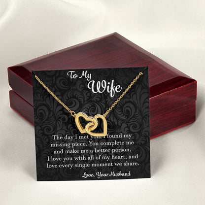 To My Wife The Day I Met You - Love Husband Interlocking Hearts Necklace