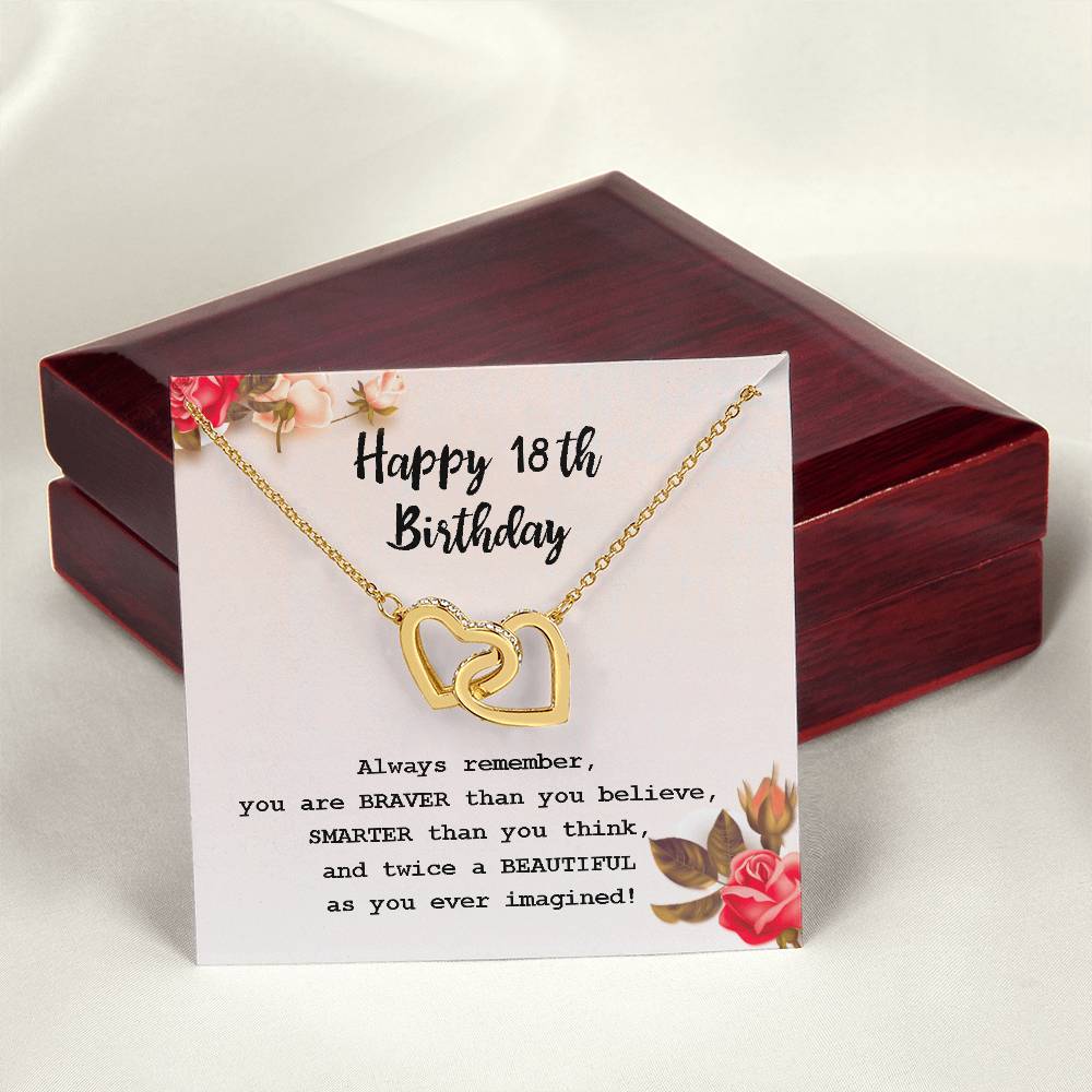18Th Birthday Gifts For Girls 18Th Birthday Necklace 18Th Birthday Gift Girl. Gift For Sister Best Friend Daughter Niece Interlocking Hearts Necklace