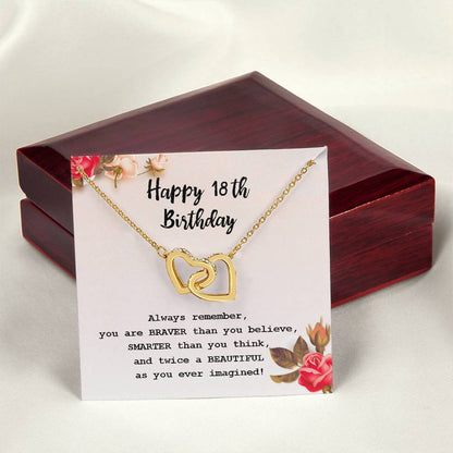 18Th Birthday Gifts For Girls 18Th Birthday Necklace 18Th Birthday Gift Girl. Gift For Sister Best Friend Daughter Niece Interlocking Hearts Necklace