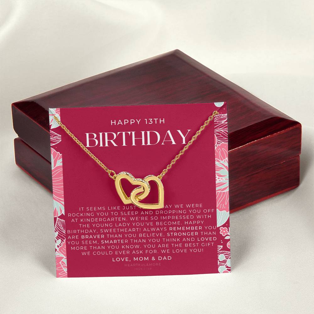 Gift For 13 Year Old Girl Gifts 13Th Birthday Girl 13Th Birthday Gift Thirteenth Birthday Necklace Teen Birthday Gift Official Teenager Interlocking Hearts Necklace