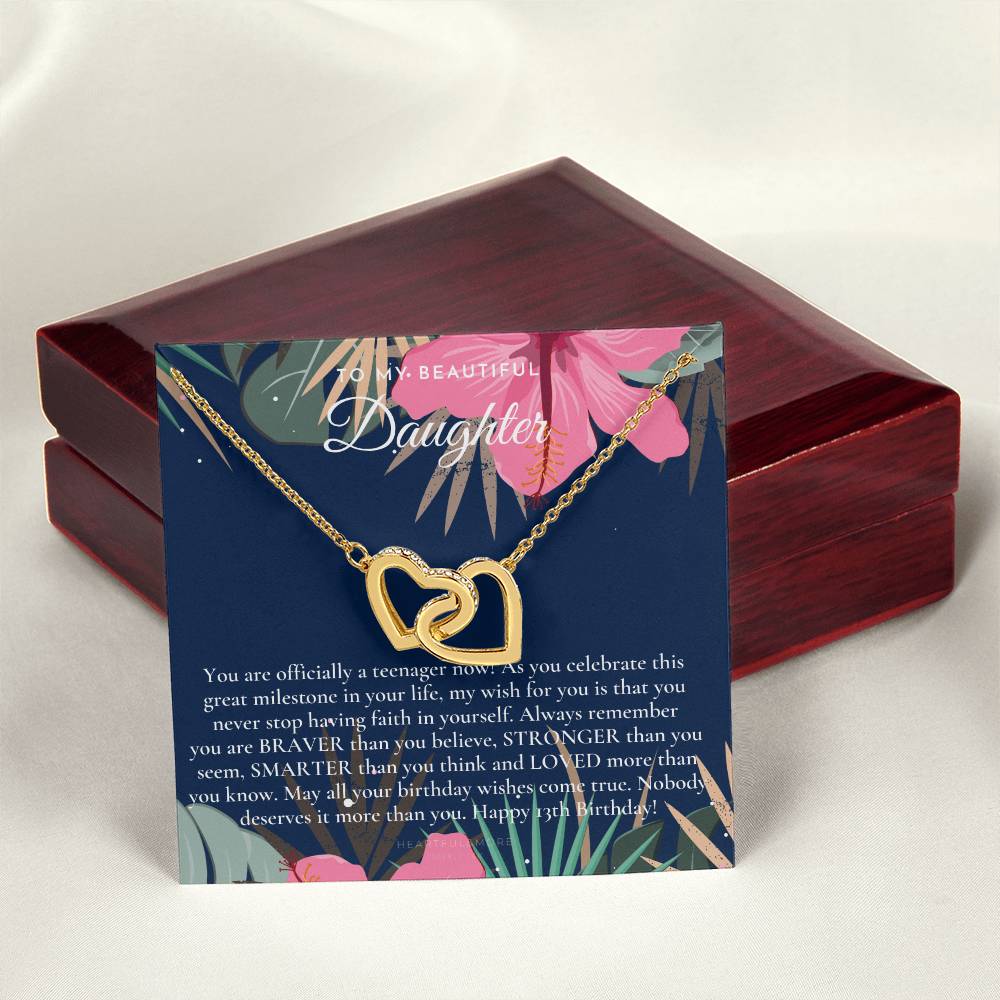 Gift For 13 Year Old Girl Gifts 13Th Birthday Girl 13Th Birthday Gift Thirteenth Birthday Necklace Teen Birthday Gift Official Teenager Interlocking Hearts Necklace