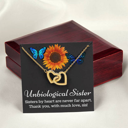 Unbiological Sister Necklace Interlocking Hearts Necklace