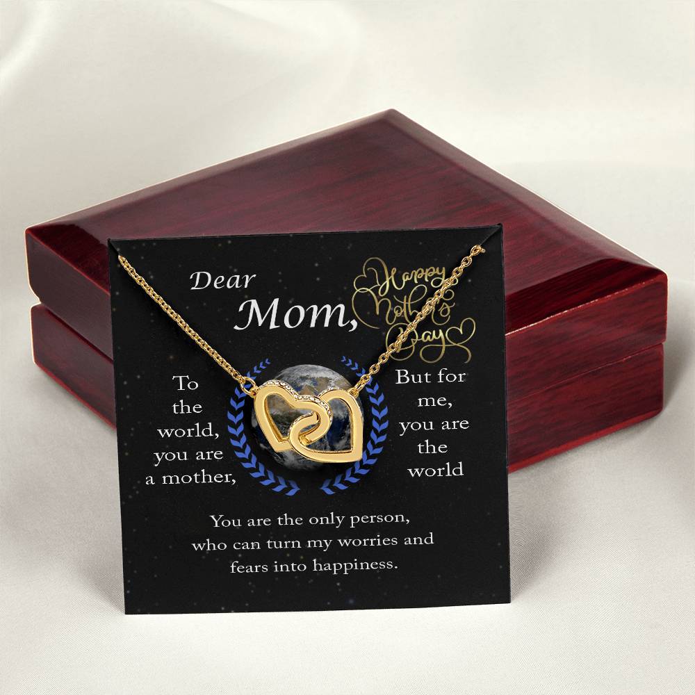 Dear Mom You Are The World Two Hearts Necklace Interlocking Hearts Necklace