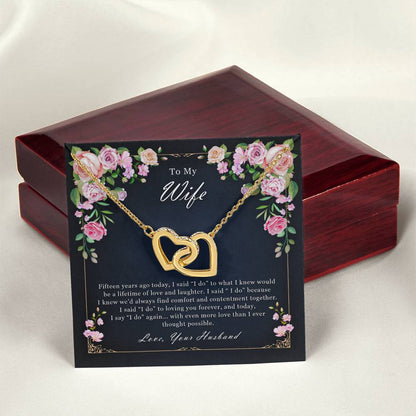 To My Wife 15Th Wedding Anniversary Interlocked Hearts Necklace Interlocking Hearts Necklace