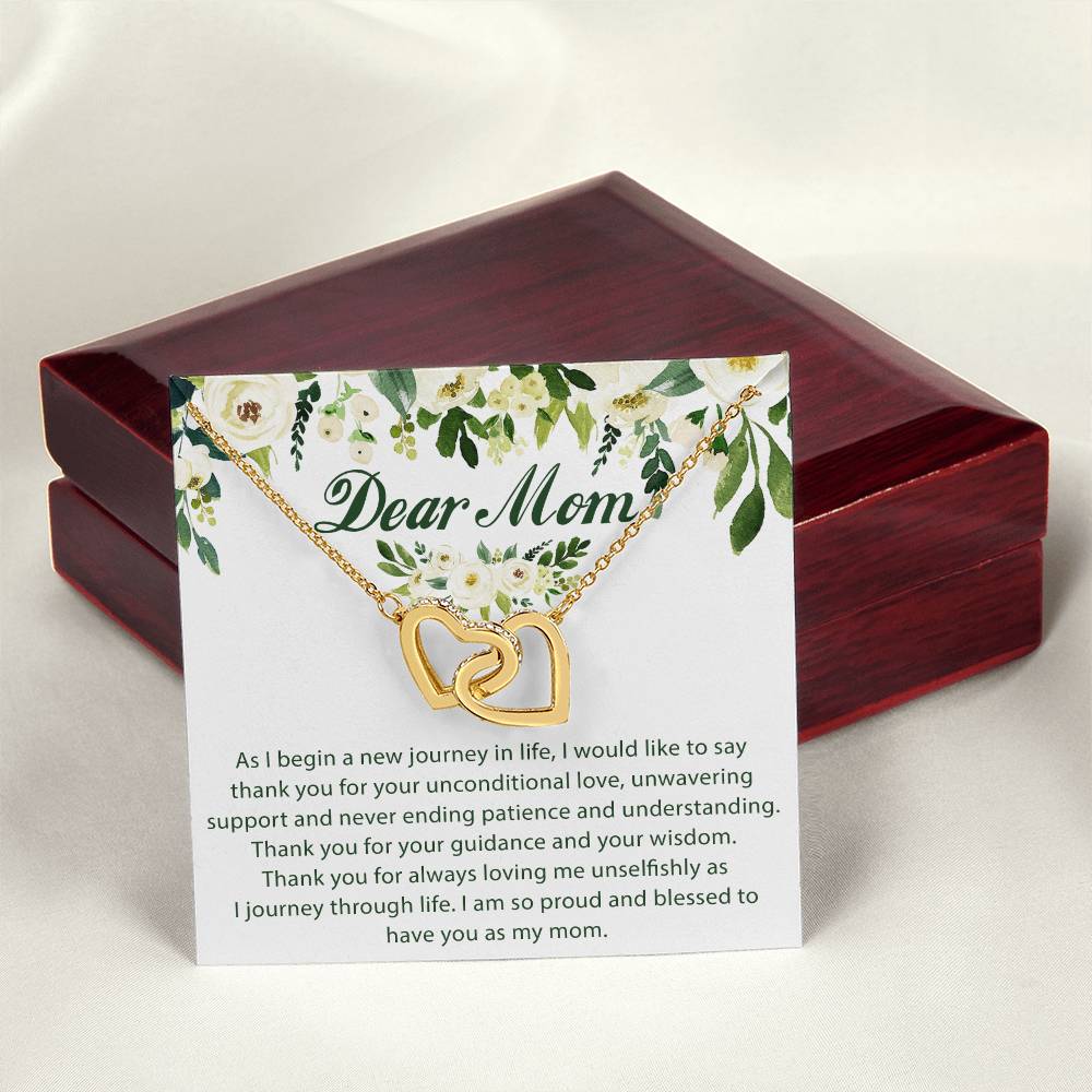 Dear Mom Interlocking Hearts Necklace Message Card