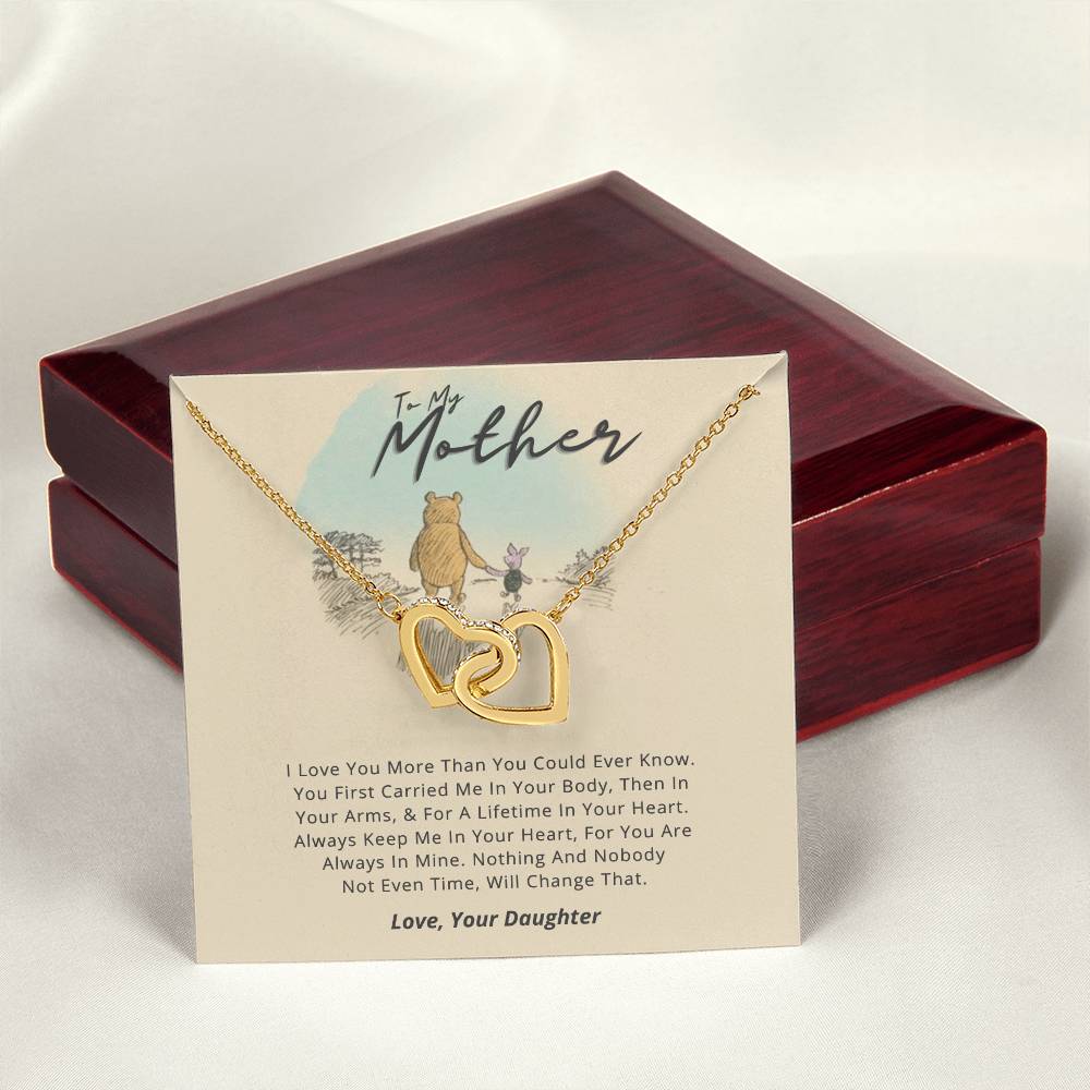 Gift For Mom From Daughter - Loved More Than You Know Necklace Gift Set Interlocking Hearts Necklace