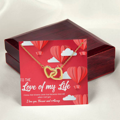 To The Love Of My Life To The Love Of My Life Necklace To My Wife Necklace Girlfriend Necklace Personalized Girlfriend Necklace Gift Interlocking Hearts Necklace