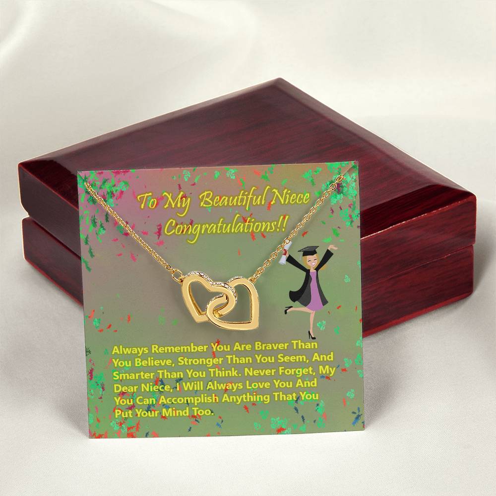 College Graduation Gift Heart Necklace Class Of 2021 Graduation Gift For Her 2021 Graduation Gift For Niece Graduation Gift Card Interlocking Hearts Necklace