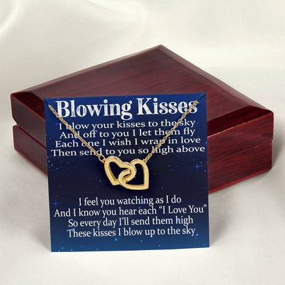 Blowing Kisses Remembrance Necklace Gift Interlocking Hearts Necklace