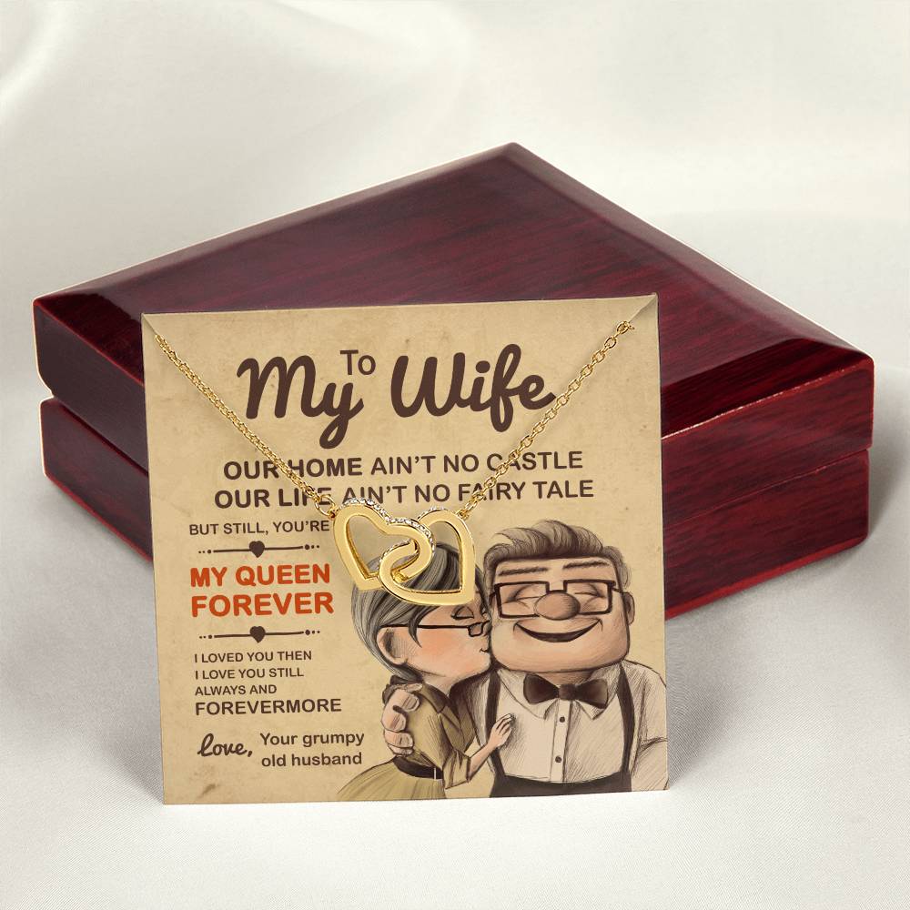 To My Wife Necklace My Queen Forever Interlocking Hearts Necklace