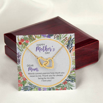 40 Mother'S Day Collection Interlocking Hearts Necklace - Floral Celebration !