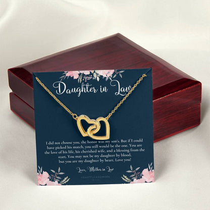 Daughter-In-Law Gift Necklace Wedding Gift Jewelry From Mother-In Law Gift For Bride Daughter-In-Heart Interlocking Hearts Necklace