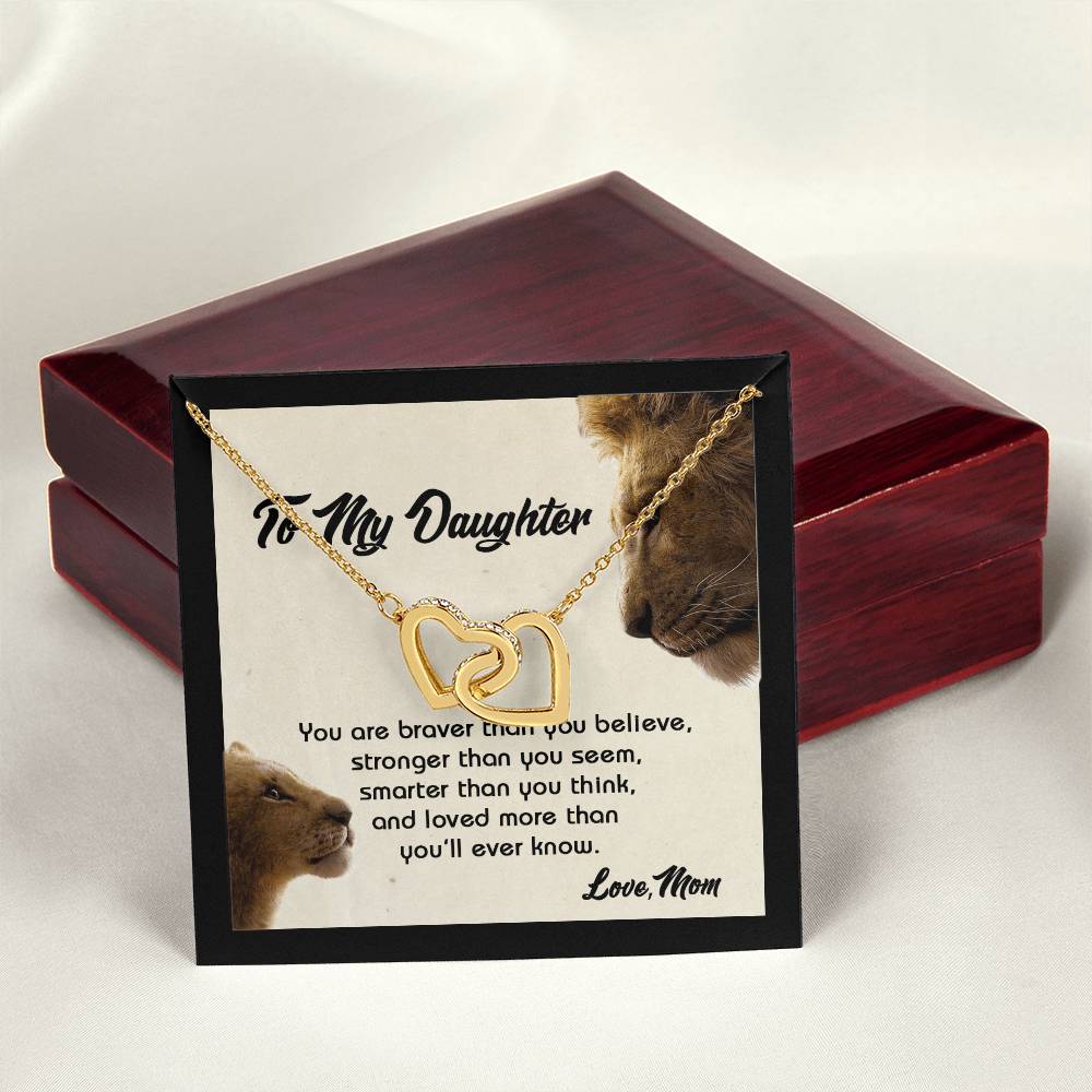 Gift For Daughter - You Are Braver - The Interlocking Heart Necklace Interlocking Hearts Necklace