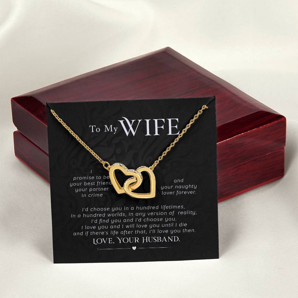 To My Wife Interlocking Hearts Necklace