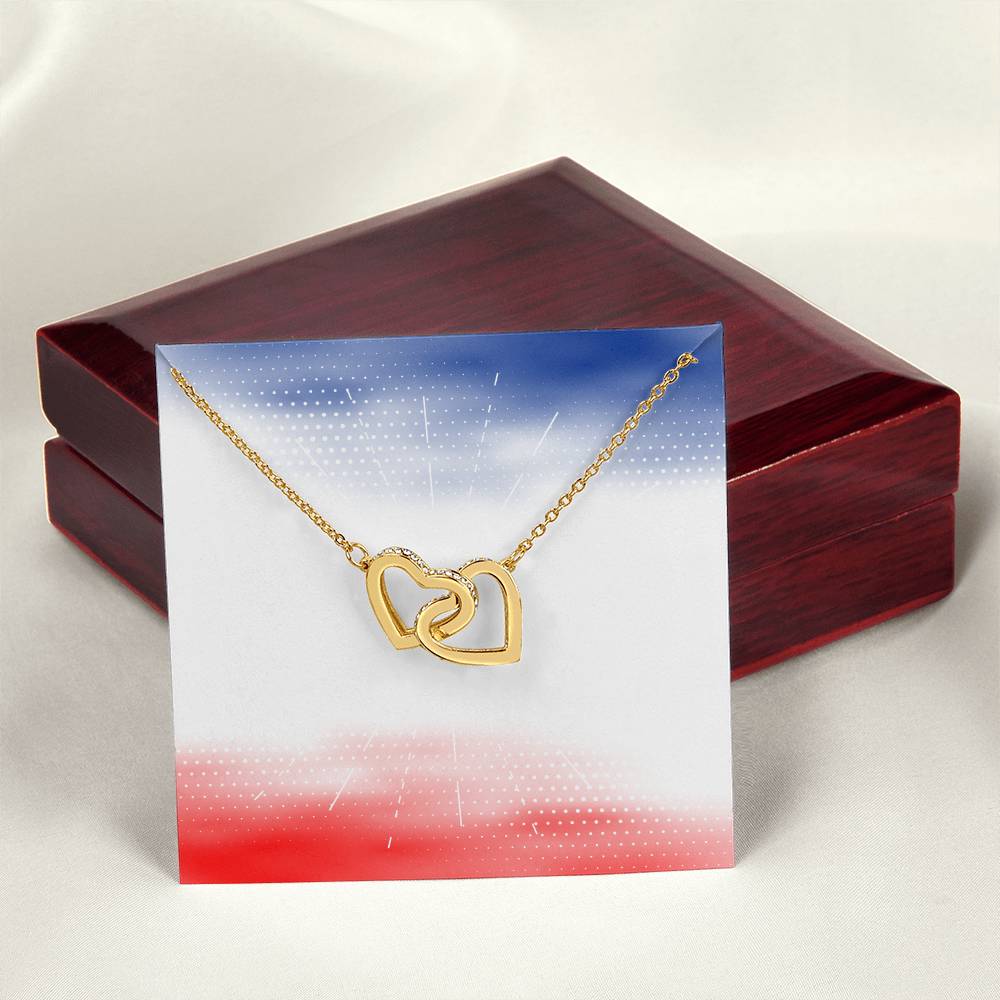 4Th Of July American Flag Vintage Usa Men Women Patriotic Interlocking Hearts Necklace