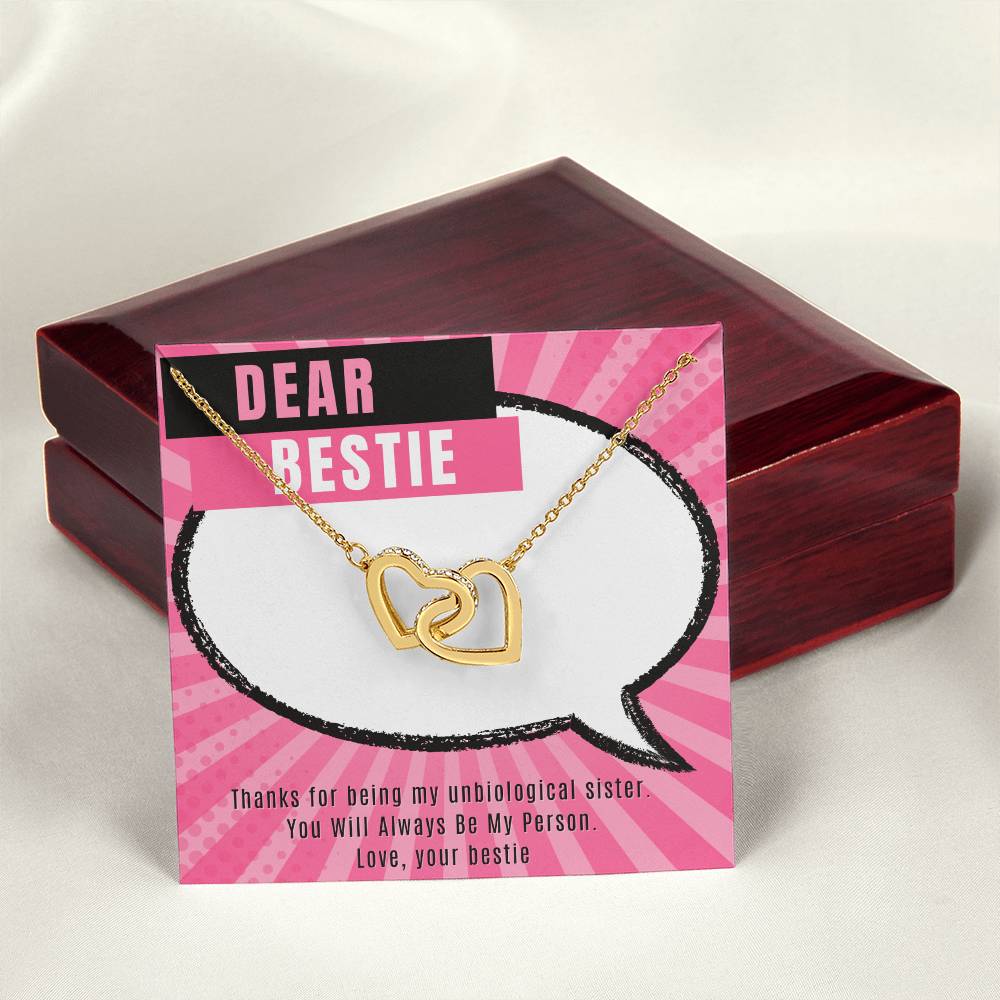Dear Bestie Heart Necklace Interlocked Interlocking Hearts Necklace