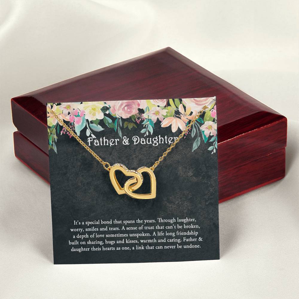 Father And Daughter Necklace Daughter Gift Father'S Day Gift Interlocking Hearts Necklace