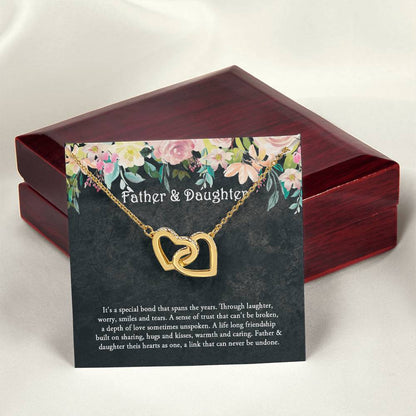 Father And Daughter Necklace Daughter Gift Father'S Day Gift Interlocking Hearts Necklace
