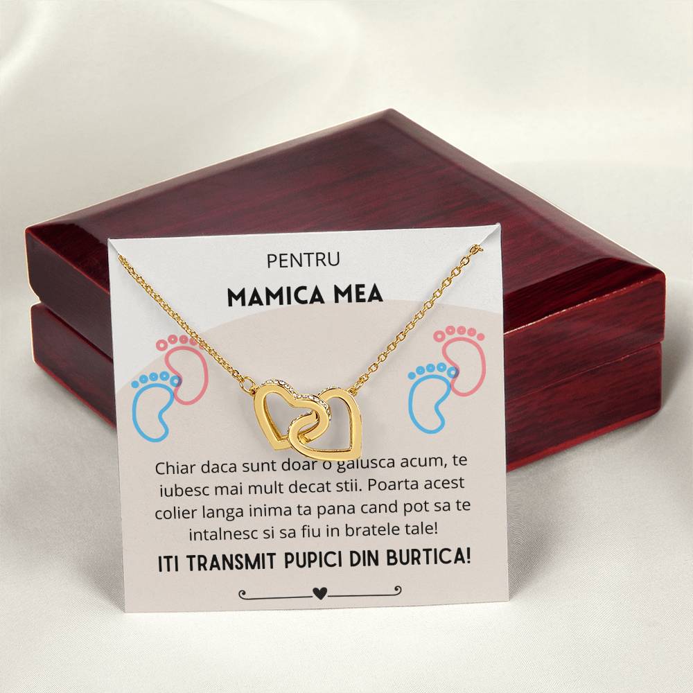 Colier Inimi Conectate Pentru Viitoare Mamica Interlocking Hearts Necklace