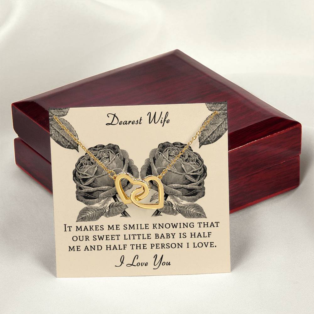 Dear Wife It Makes Me Smile Knowing That Our Sweet Little Baby Interlocking Hearts Necklace