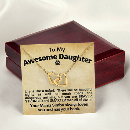 Awesome Daughter Linked Hearts Necklace Gift From Mom Interlocking Hearts Necklace