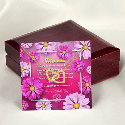 Collier Deux Cœurs Cadeau Pour Fête Des Mères Je T'Aime Maman Interlocking Hearts Necklace