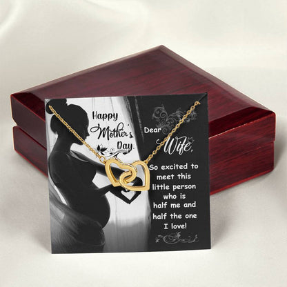 Dear Wife - Happy Mother'S Day - Pregnant - Interlocking Necklace Interlocking Hearts Necklace