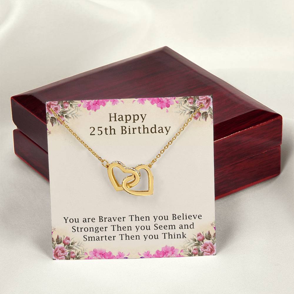 25Th-Birthday Gifts For Girls 25Th Birthday Necklace 25Th Birthday Gift Girl. Gift For Sister Best Friend Interlocking Hearts Necklace