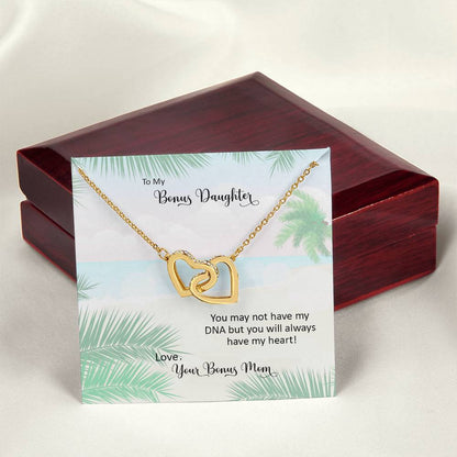 Bonus Daughter From Bonus Mom No Dna But You Have My Heart Interlocking Hearts Necklace