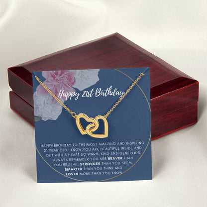 21St Birthday Gift Rose Gold And White Gold Interlocking Hearts Interlocking Hearts Necklace