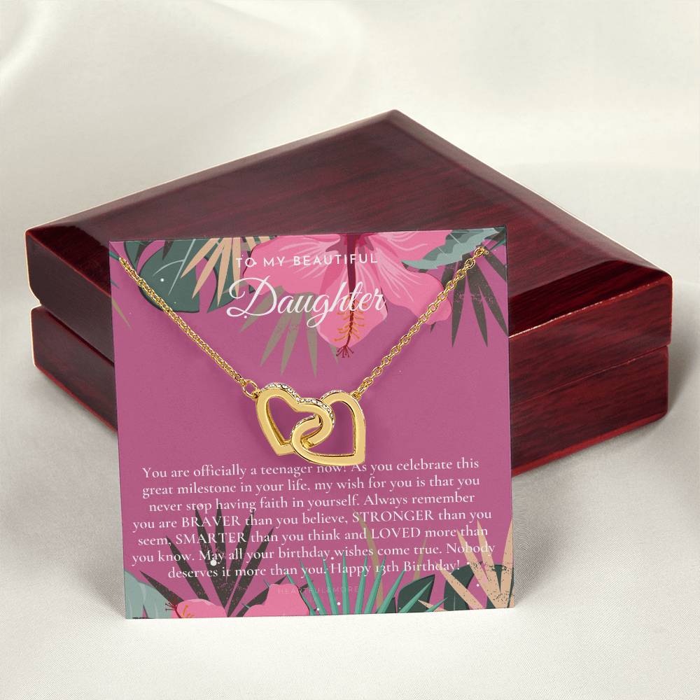 Gift For 13 Year Old Girl Gifts 13Th Birthday Girl 13Th Birthday Gift Thirteenth Birthday Necklace Teen Birthday Gift Official Teenager Interlocking Hearts Necklace