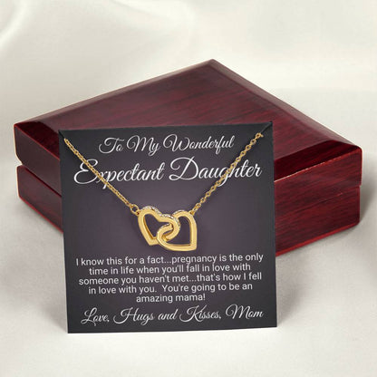 Expectant Daughter Linked Hearts Necklace Gift Interlocking Hearts Necklace