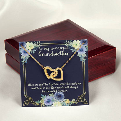 To My Wonderful Grandmother Our Hearts Will Always Be Connected Necklace For Grandmother Gift From Granddaughter Gift From Grandson Interlocking Hearts Necklace