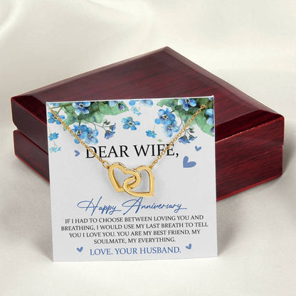 Dear Wife Happy Anniversary Interlocking Hearts Necklace Wedding Anniversary Gift