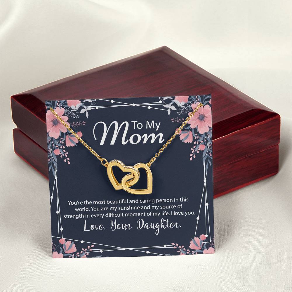 Beautiful Gift For Mom From Daughter Interlocking Hearts Necklace
