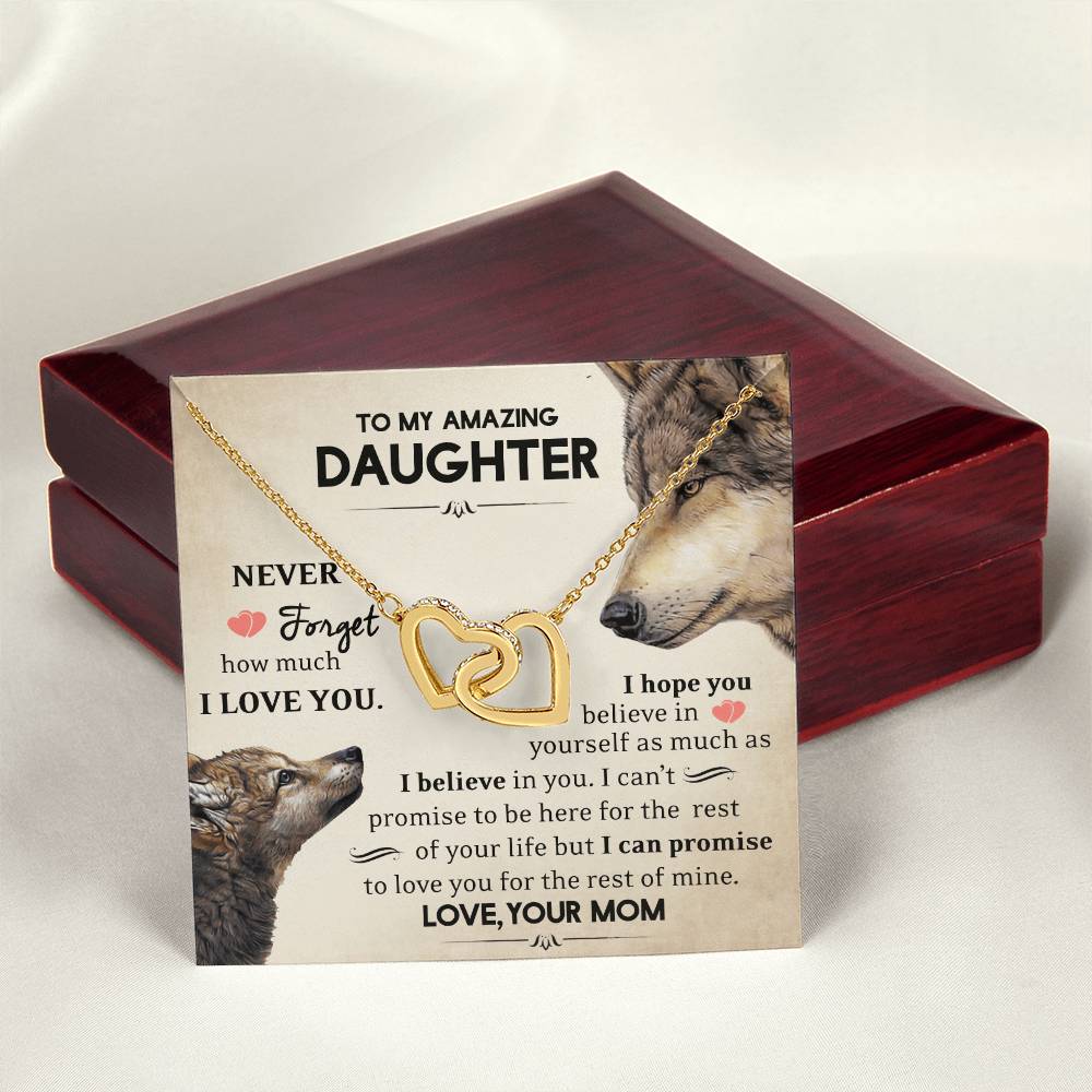 Daughter - Never Forget - Interlocking Hearts Necklace
