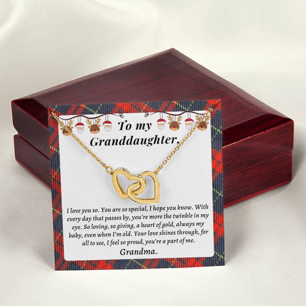 Christmast Gift To Granddaughter - Your Love Shines Through For All To See I Feel So Proud You’Re A Part Of Me. Interlocking Hearts Necklace